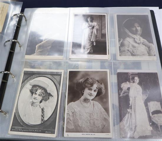 A postcard album of theatre stars, Royalty and Military scenes etc